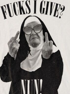 Spencer's Graphic Unisex Black and White Nun Short Sleeve Tee